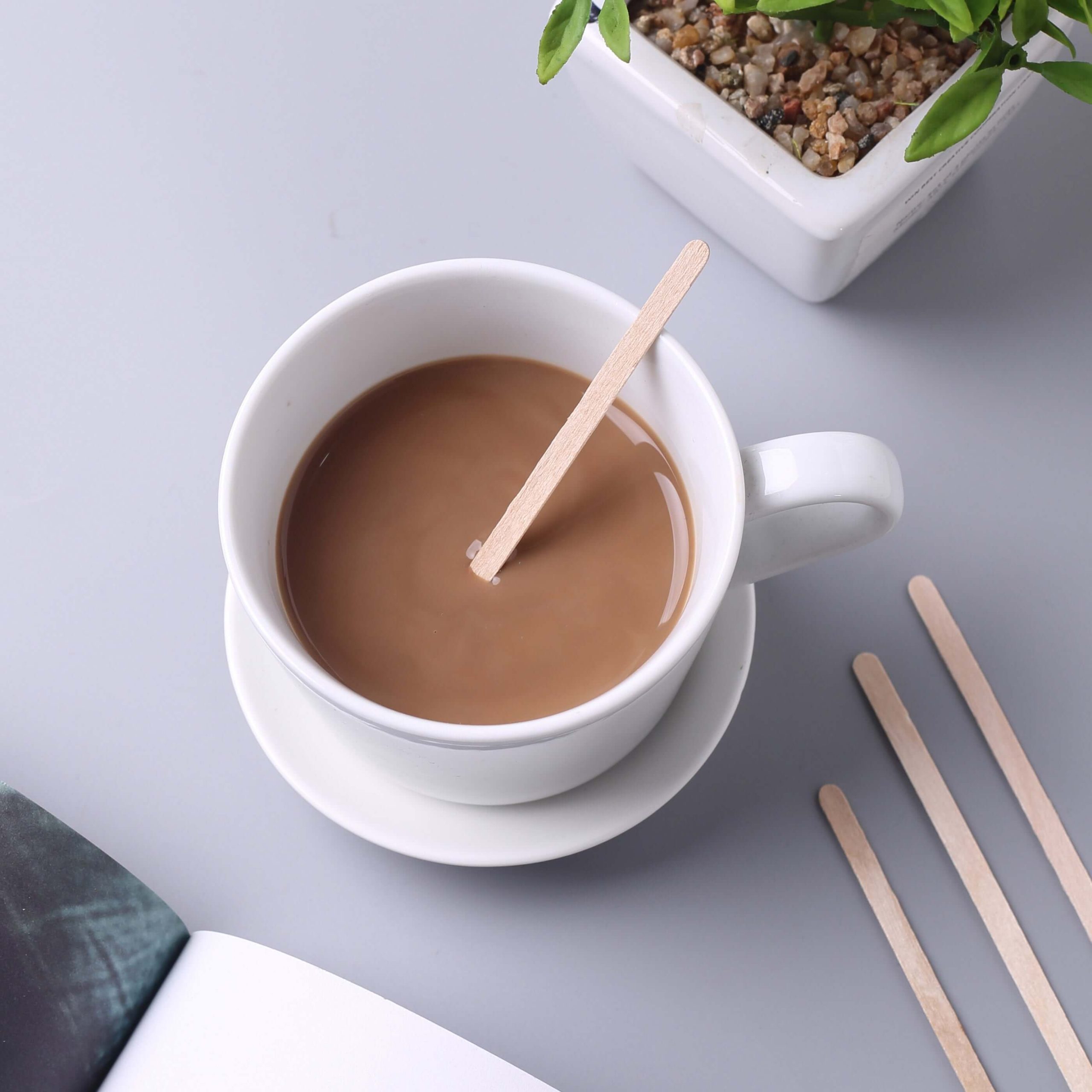 1000-Pack Birchwood Coffee Stirrers 4.5" Natural - Eco-Friendly Wooden Stir Sticks for Hot & Cold Drinks